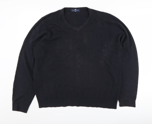 Marks and Spencer Men's Black V-Neck Jumper L