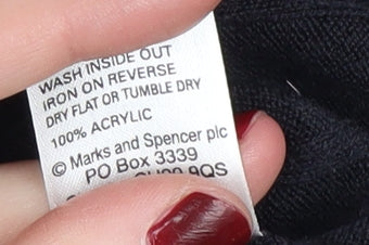 Marks and Spencer Men's Black V-Neck Jumper L