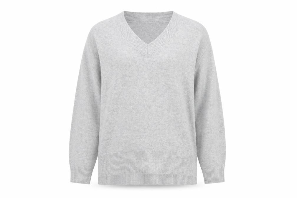 New Look Women's Grey V-Neck Pullover Jumper Size M