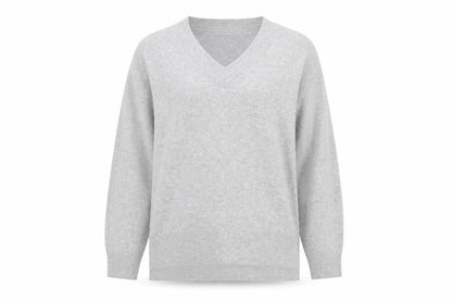 New Look Women's Grey V-Neck Pullover Jumper Size M