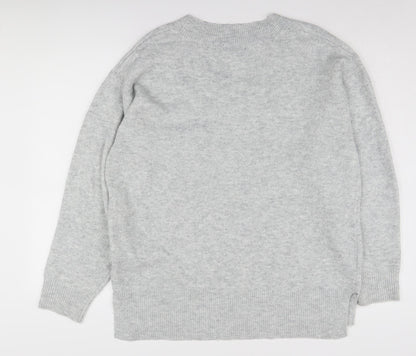 New Look Women's Grey V-Neck Pullover Jumper Size M