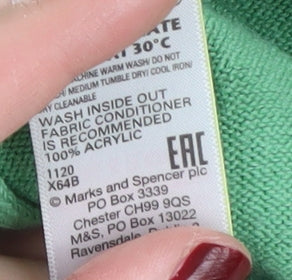 Mens UK Size M Marks and Spencer Green Full Zip Hoodie