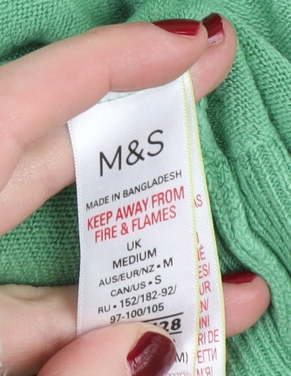 Mens UK Size M Marks and Spencer Green Full Zip Hoodie