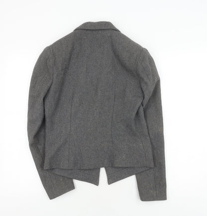 Warehouse Women's Grey Wool Blazer - Size 10, Elegant Business Wear