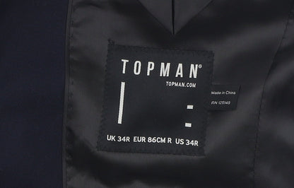 Mens UK Size 34 Topman Regular Blue Suit Jacket