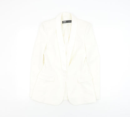 Zara Women's White XS Blazer, Formal, Shawl Lapel