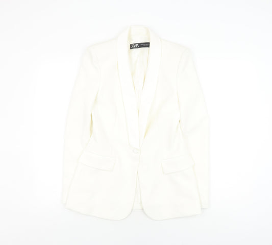 Zara Women's White XS Blazer, Formal, Shawl Lapel