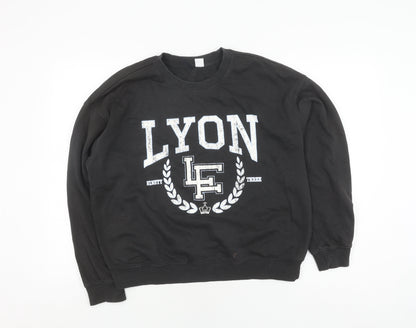 H&M Unisex Black Pullover Sweatshirt M