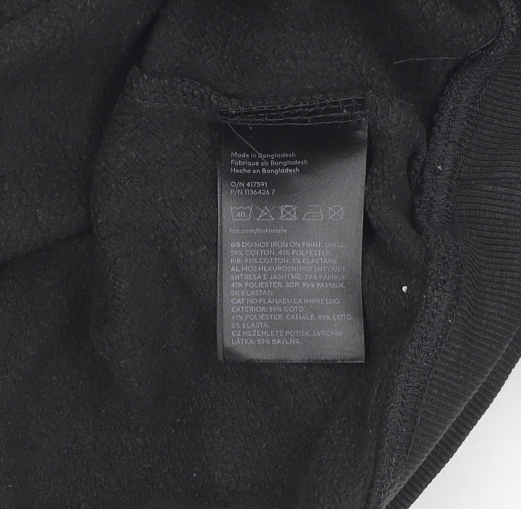 H&M Unisex Black Pullover Sweatshirt M