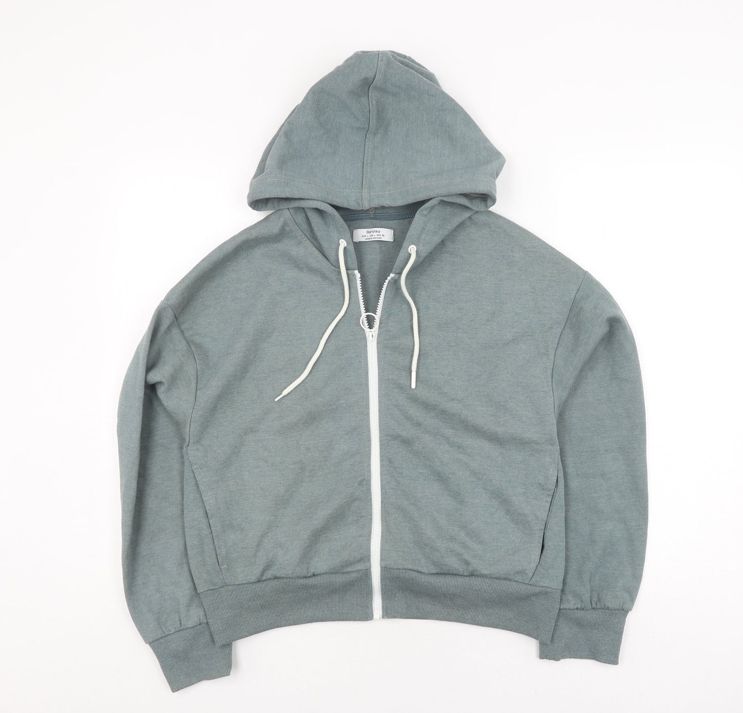 Bershka Women's Green Full Zip Hoodie Size L