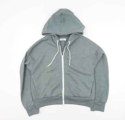 Bershka Women's Green Full Zip Hoodie Size L