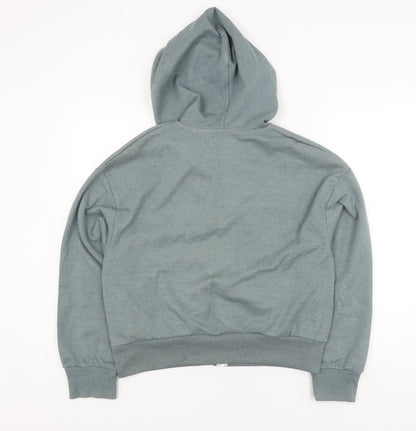 Bershka Women's Green Full Zip Hoodie Size L