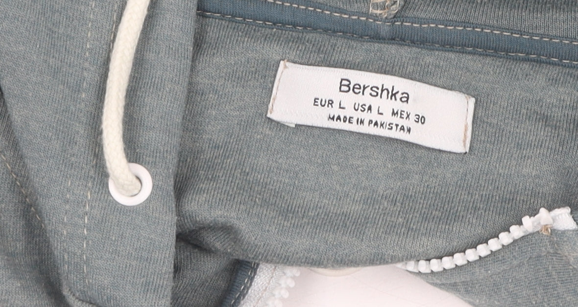 Bershka Women's Green Full Zip Hoodie Size L