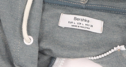 Bershka Women's Green Full Zip Hoodie Size L