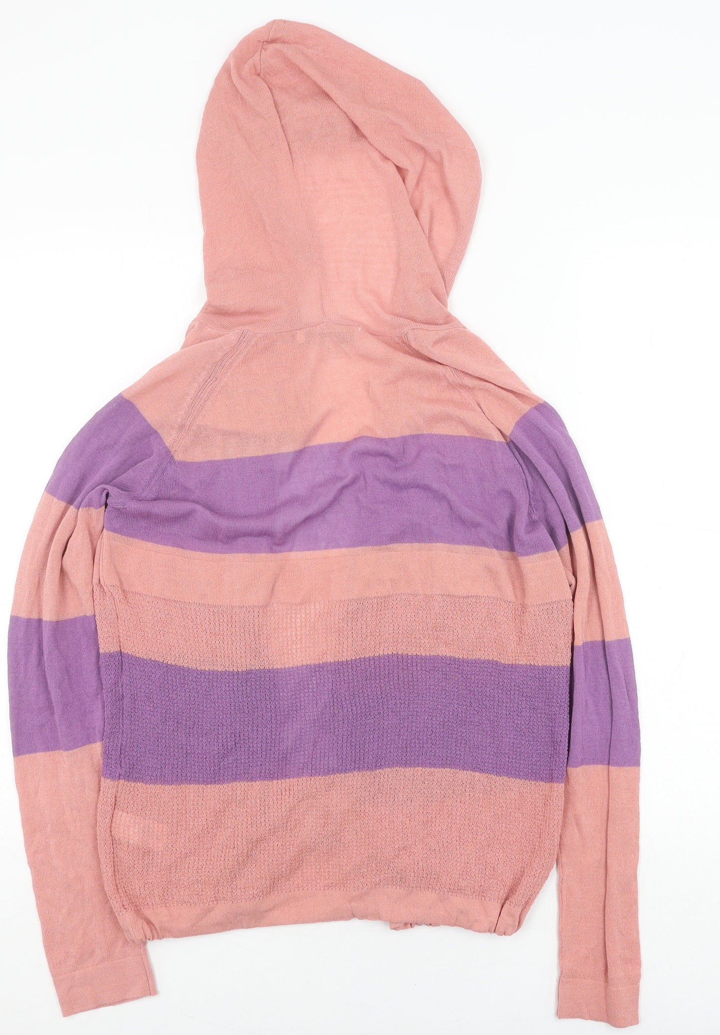 Women's Next Pink Striped Hoodie Cardigan Size 10