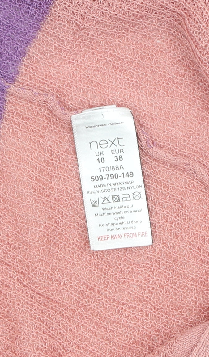 Women's Next Pink Striped Hoodie Cardigan Size 10