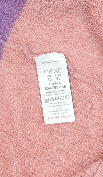 Women's Next Pink Striped Hoodie Cardigan Size 10
