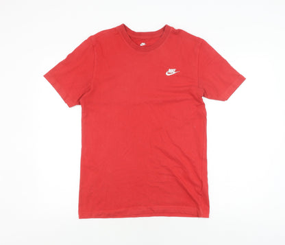 Nike Men's Red Cotton Crew Neck T-Shirt - Size S