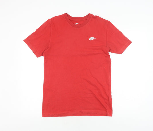 Nike Men's Red Cotton Crew Neck T-Shirt - Size S