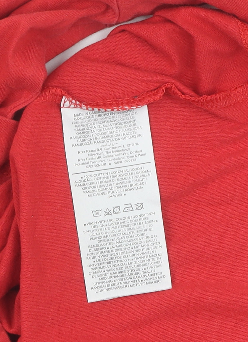 Nike Men's Red Cotton Crew Neck T-Shirt - Size S