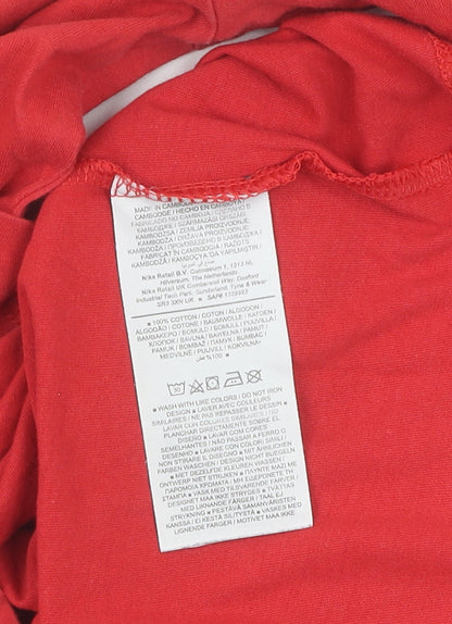 Nike Men's Red Cotton Crew Neck T-Shirt - Size S