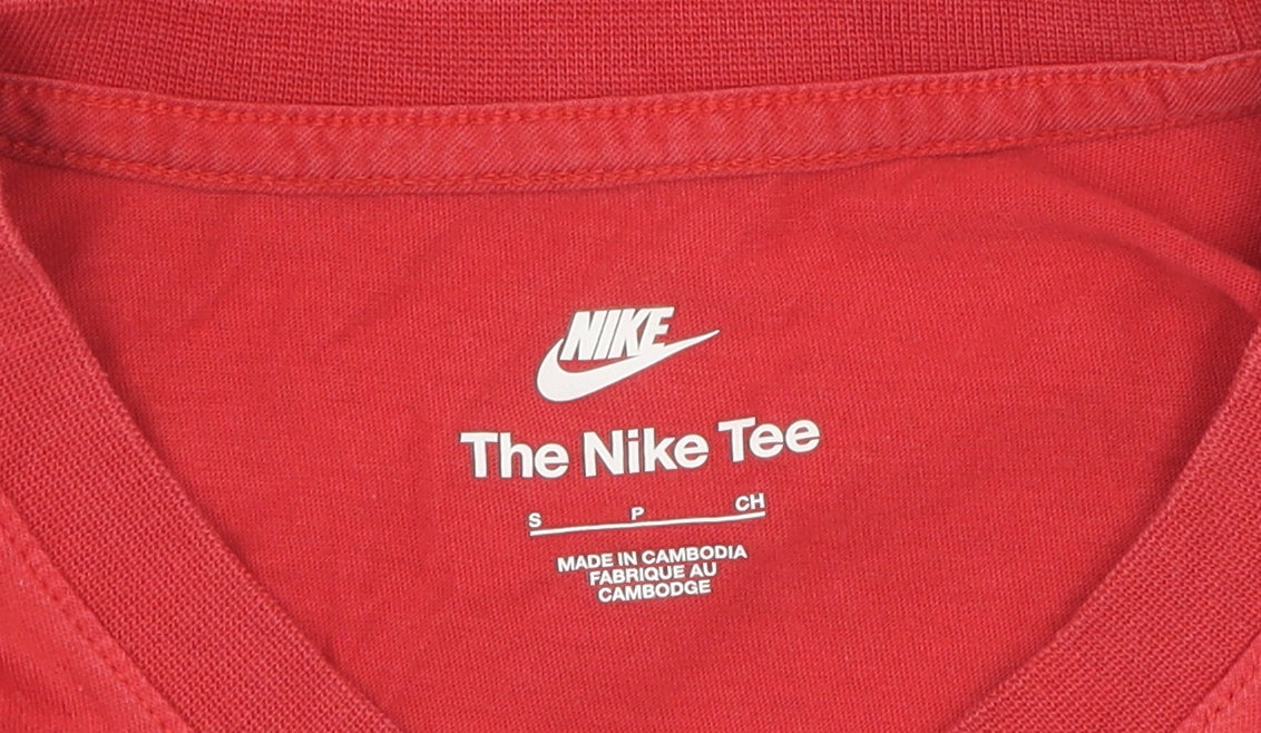 Nike Men's Red Cotton Crew Neck T-Shirt - Size S