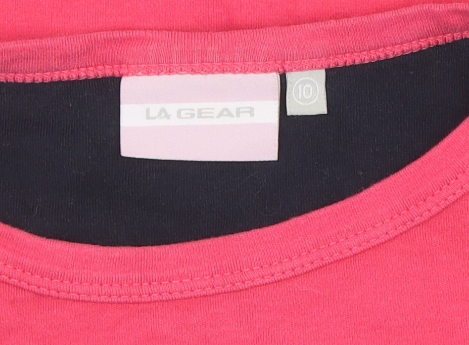 Womens UK Size 10 LA Gear Pink Basic T-Shirt
