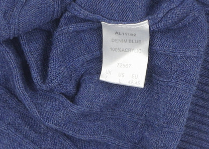 Cotton Traders Men's Blue V-Neck Cable Knit Jumper L