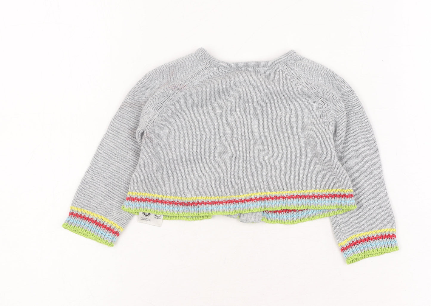 Frugi Baby Grey Animal Print Cardigan 0-3 Months