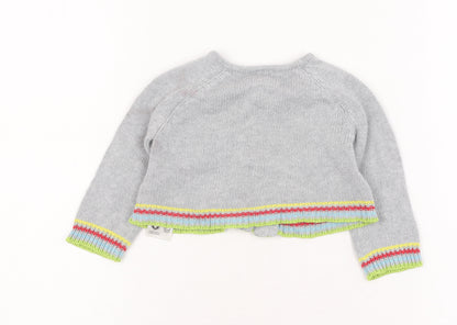 Frugi Baby Grey Animal Print Cardigan 0-3 Months