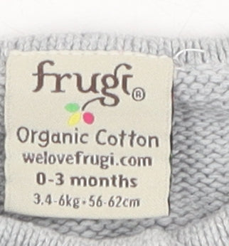 Frugi Baby Grey Animal Print Cardigan 0-3 Months