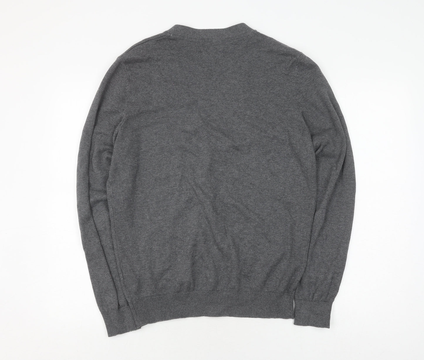 Pier One Unisex Grey Cardigan M V-Neck Knit Jumper