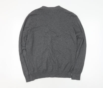 Pier One Unisex Grey Cardigan M V-Neck Knit Jumper