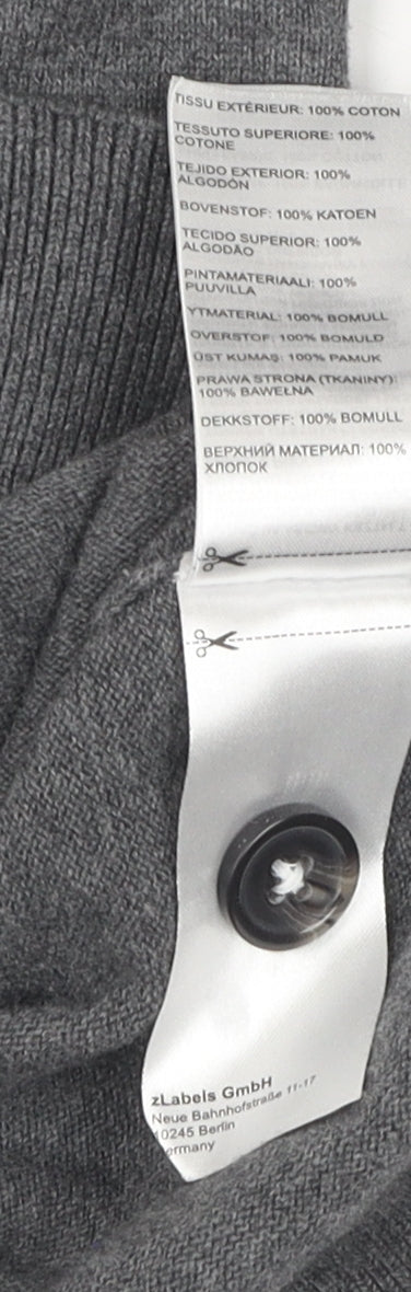 Pier One Unisex Grey Cardigan M V-Neck Knit Jumper