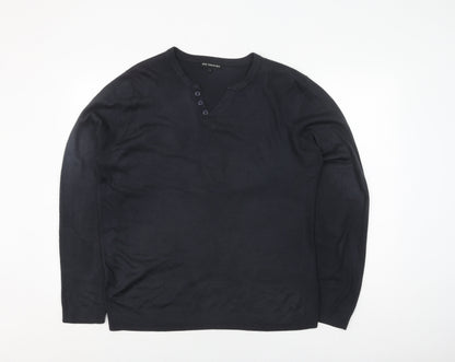 Red Herring Black Henley L Men's Jumper