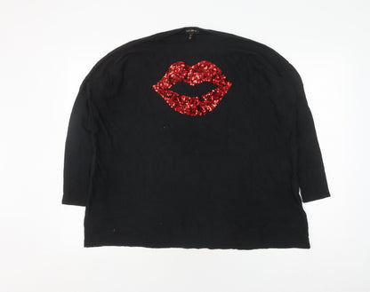 Womens UK Size L QED London Black Pullover Jumper