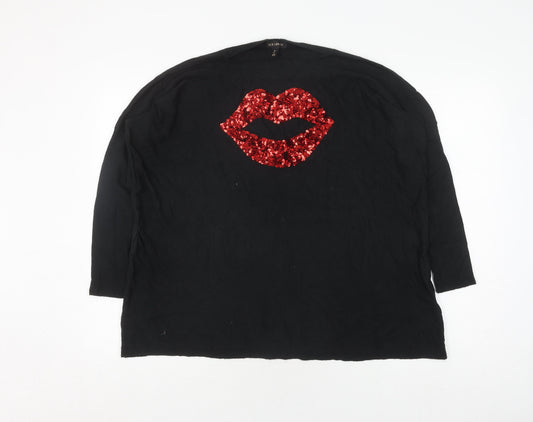 Womens UK Size L QED London Black Pullover Jumper