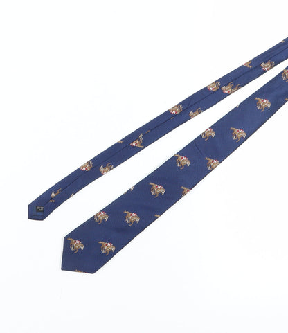 Soprano Men's Blue Silk Animal Print Tie