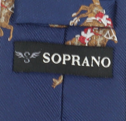 Soprano Men's Blue Silk Animal Print Tie
