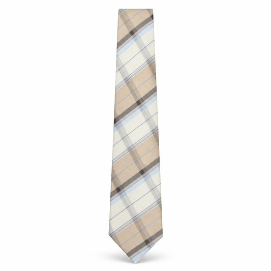 Mens Van Heusen Beige Plaids & Checks 100% Silk  Tie