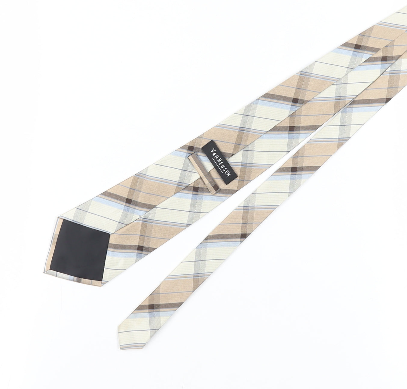 Van Heusen Men's Beige Plaid Silk Tie One Size