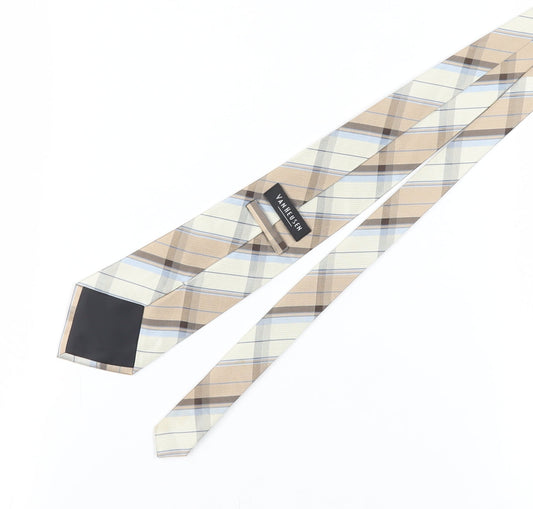 Van Heusen Men's Beige Plaid Silk Tie One Size