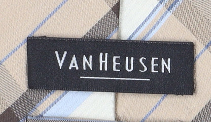 Van Heusen Men's Beige Plaid Silk Tie One Size