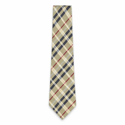 Mens Van Gils Beige Plaids & Checks 100% Silk Designer Tie