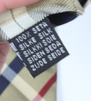 Van Gils Men's Beige Plaid Designer Silk Tie