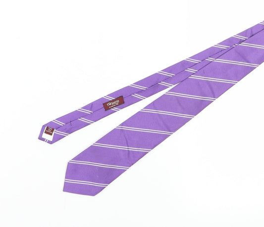 T.M.Lewin Men's Purple Silk Striped Handmade Tie
