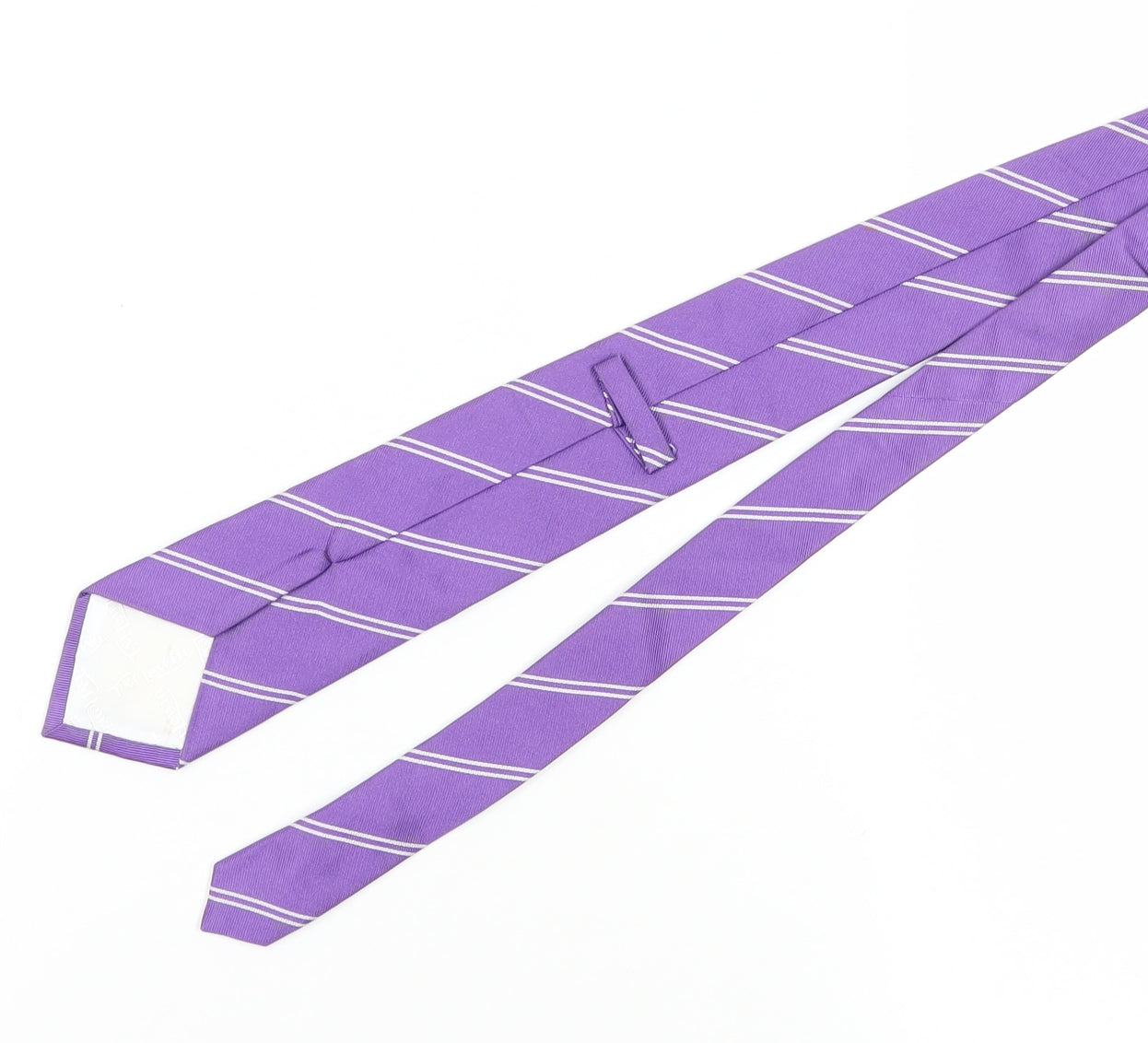 T.M.Lewin Men's Purple Silk Striped Handmade Tie