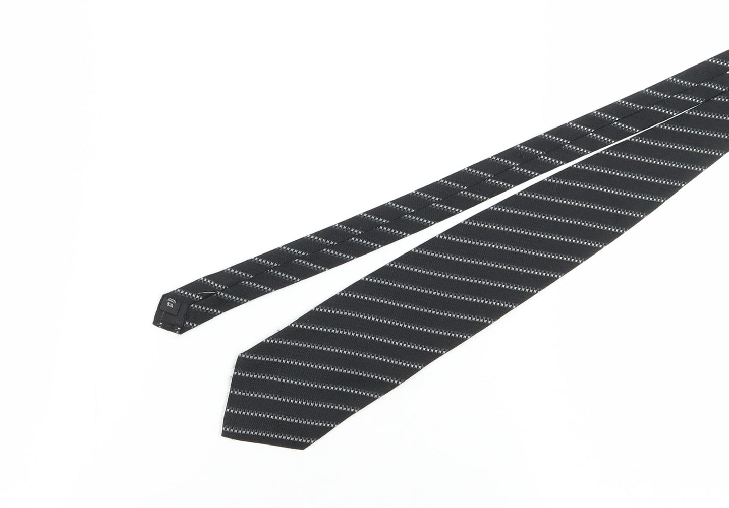 Thomas Nash Men's Black Striped Silk Tie