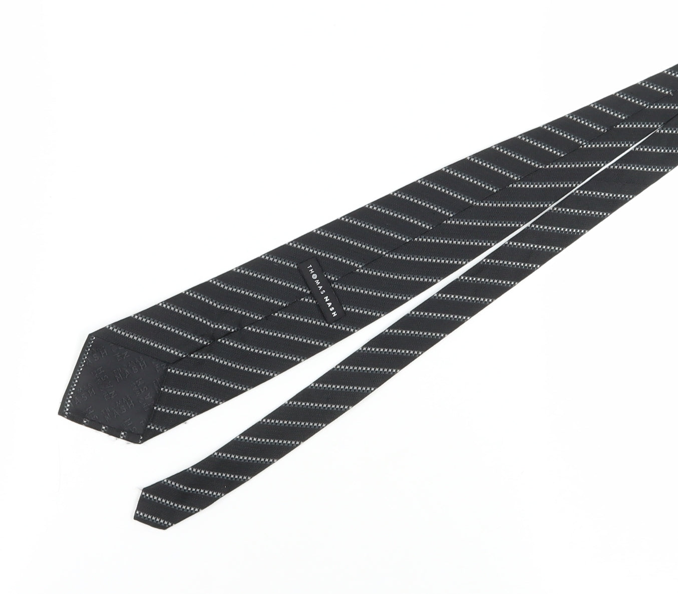 Thomas Nash Men's Black Striped Silk Tie