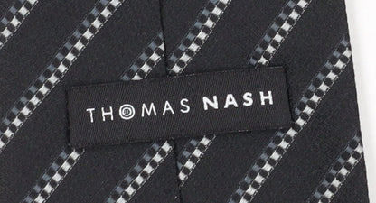 Thomas Nash Men's Black Striped Silk Tie